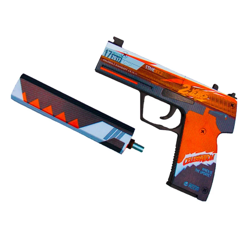 Набор деревянного оружия standoff 2 3шт / пистолет с глушителем usp year деревянный нож