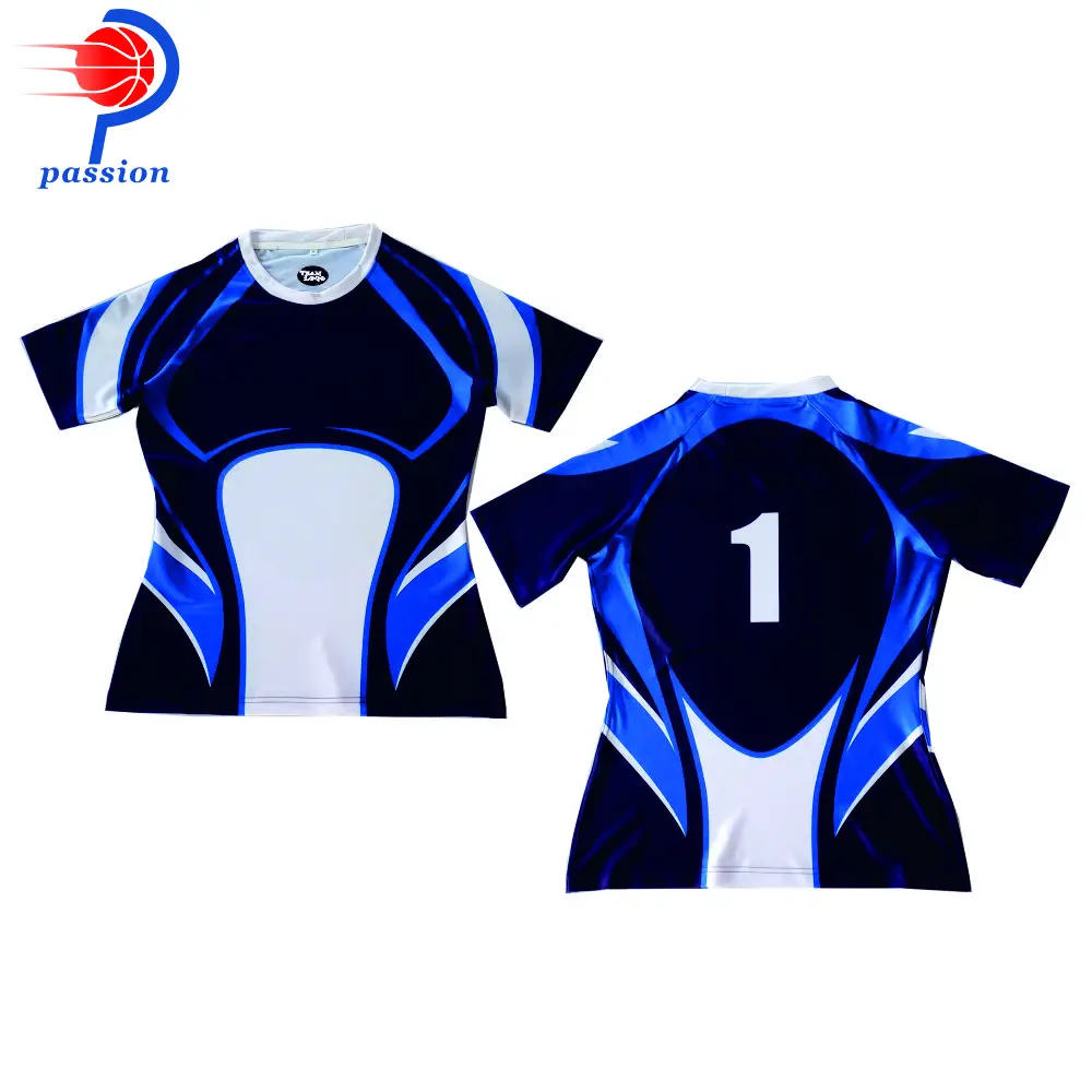 Темно синяя и белая облегающая футболка для регби с - Цена: 15 893,65 руб.