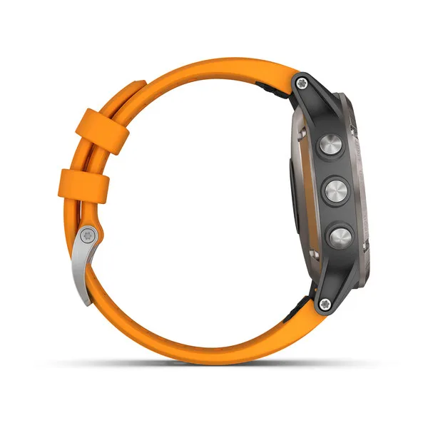 Garmin Fenix 5 Plus Sapphire титановый с оранжевым ремешком | Электроника