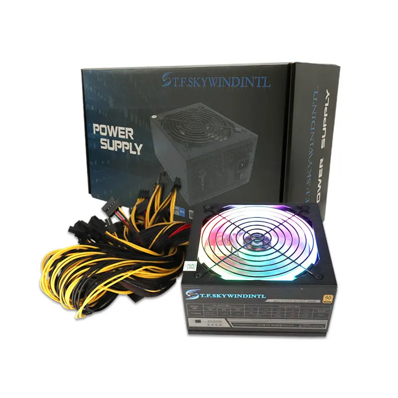 

New Design 2000W RGB Mining Power Supply Bitcoin Mining PSU PC Power Supply Computer Rig 8 GPU ATX Ethereum Coin 12v 8pin