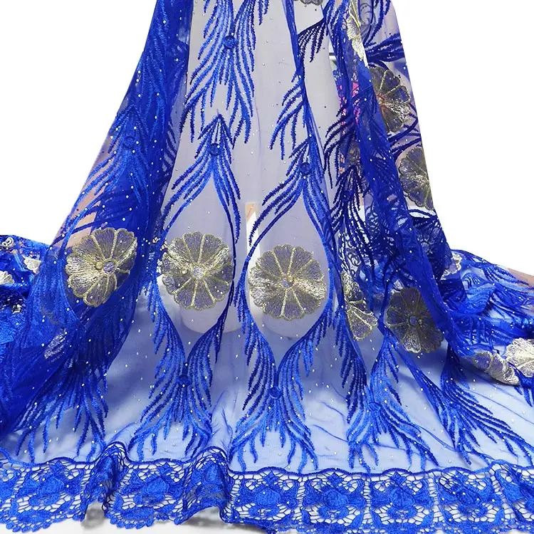 NQ861French Lace 2019 новейший насыщенно голубой тюль кружевной ткани хорошего качества