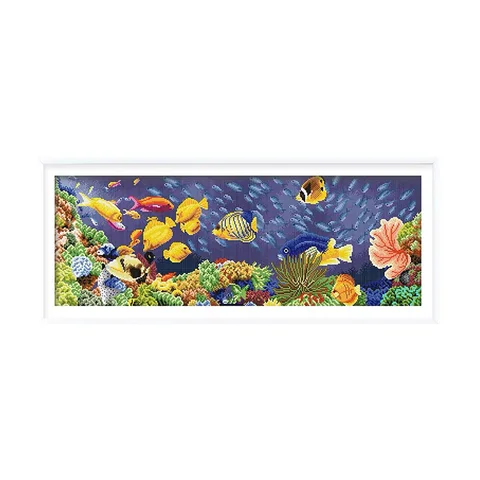 Набор для вышивки крестиком с изображением океана под водой, 35,5x15,8 дюйма