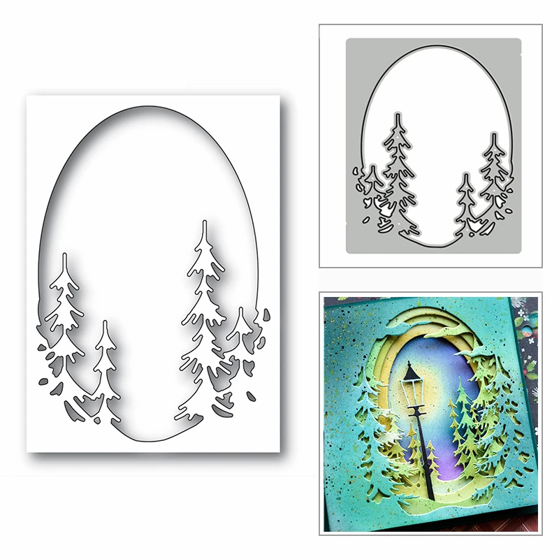 Новая многослойная рама Высокий ель коллаж 2020 металлический Трафаретный