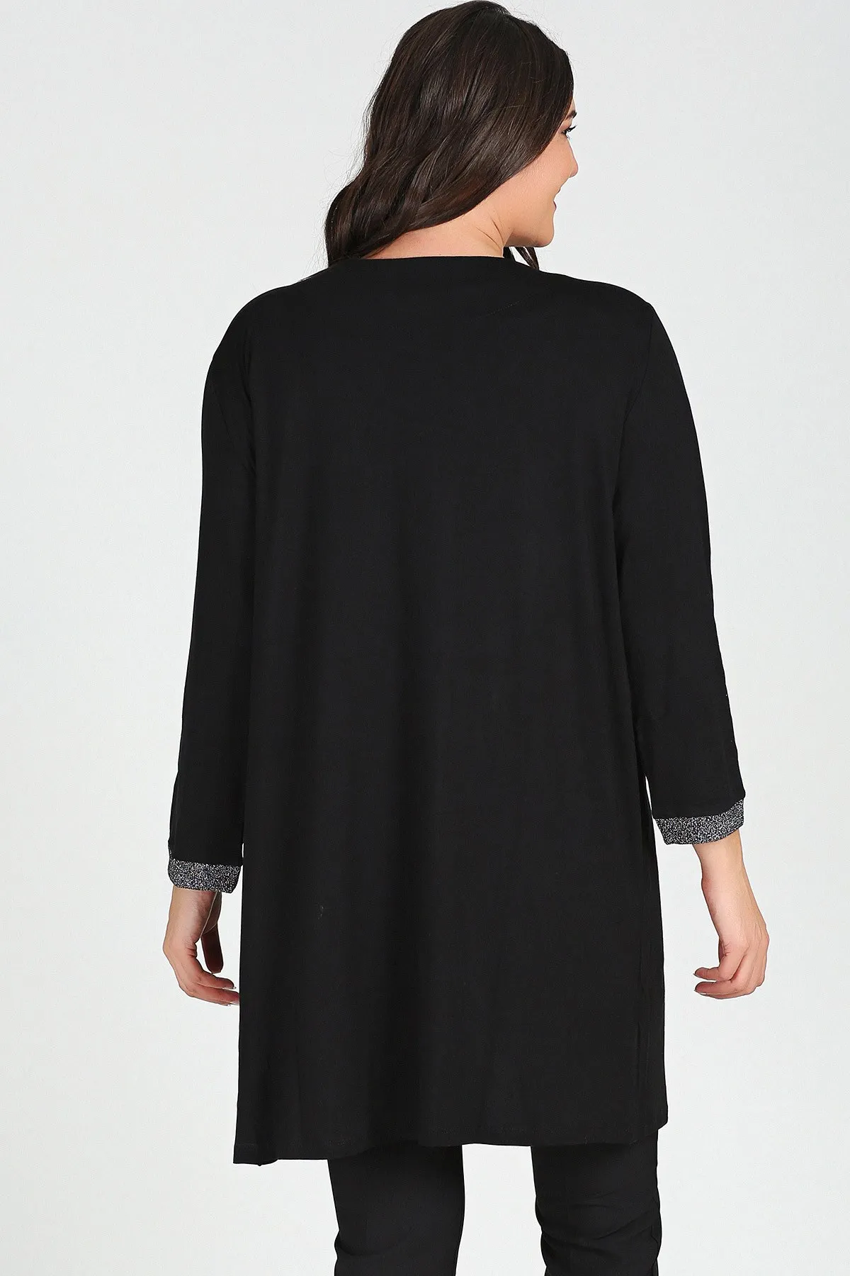 New Season Fashion Plus Size Sim Detailed Long Slevee Cardigan Natural Viscose Soft Elastic Fabric