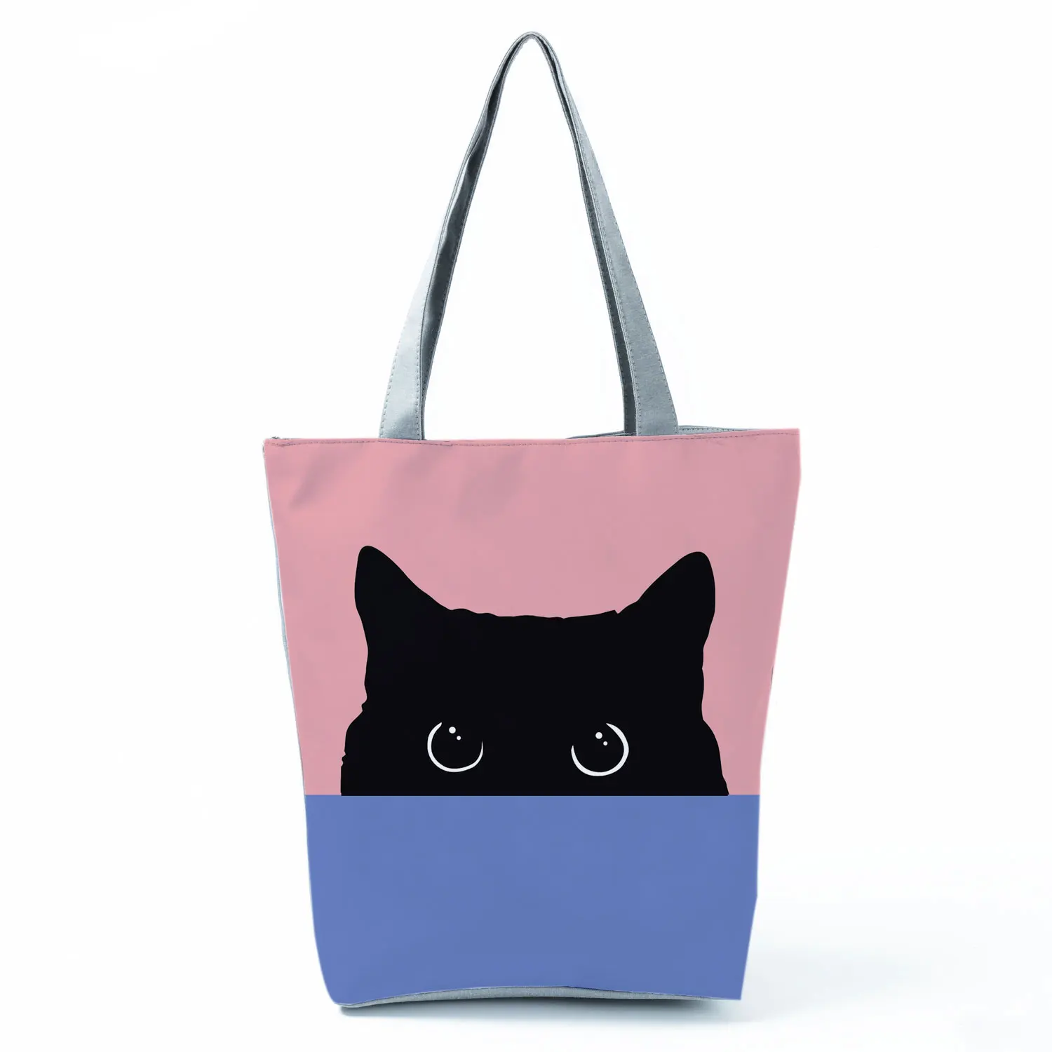 

Cartoon Cat Printed Shoulder Bags Fashion All-Match Women's Bag Eco Portable Handbags High Capacity Tote Practical Shopping Bag