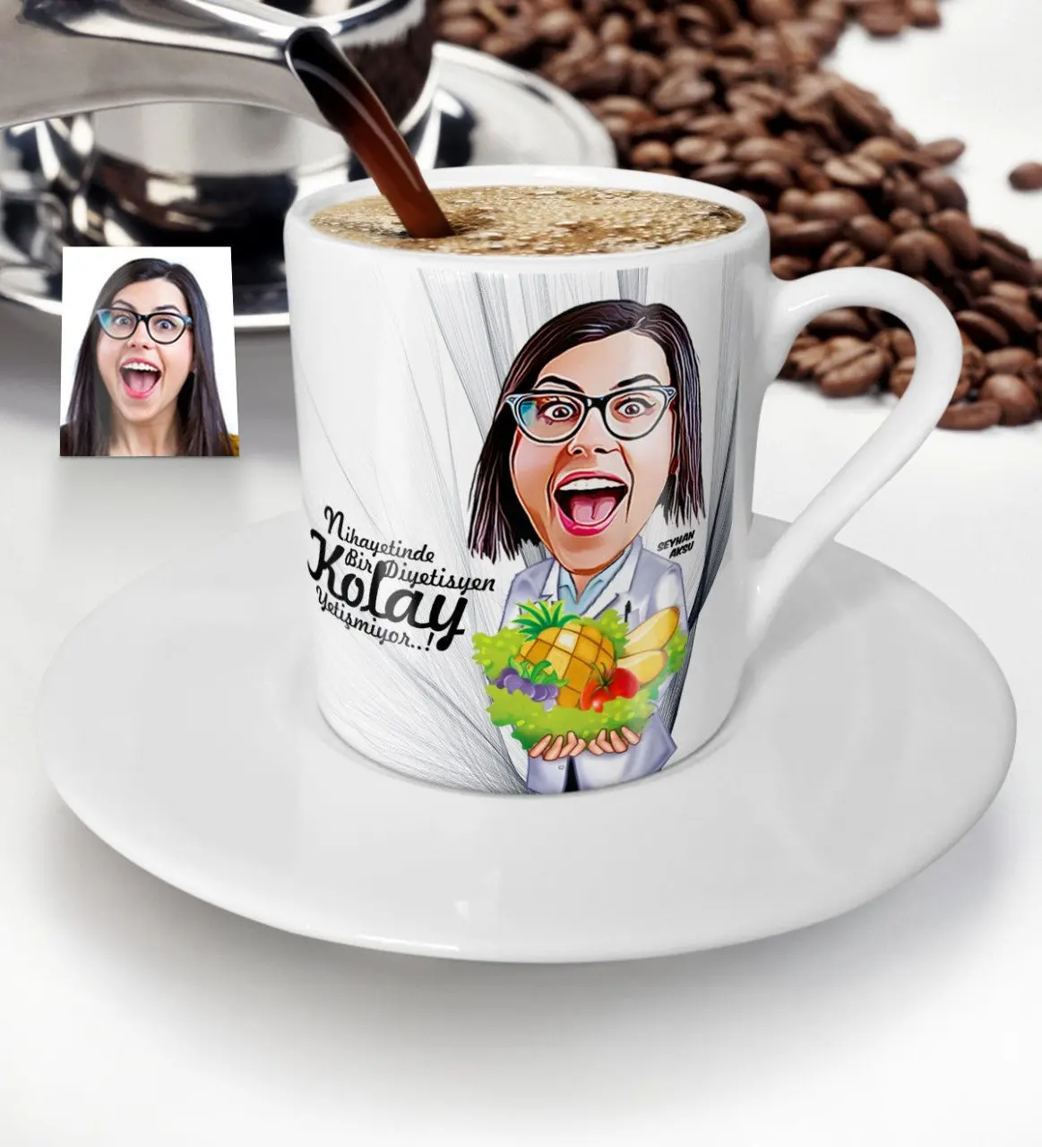 

Personalized Women 'S Dietician Cartoon Turkish coffee Cup-1
