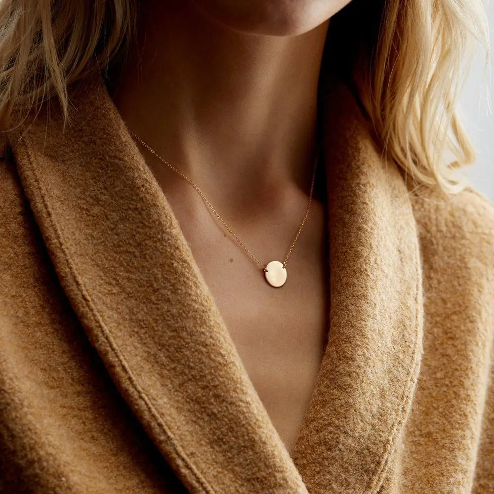 

SUNIBI Stainless Steel Necklace for Women Dainty Disc Pendant Chokers Necklace14K Real Gold Plated Necklace Charm Jewelry 2022
