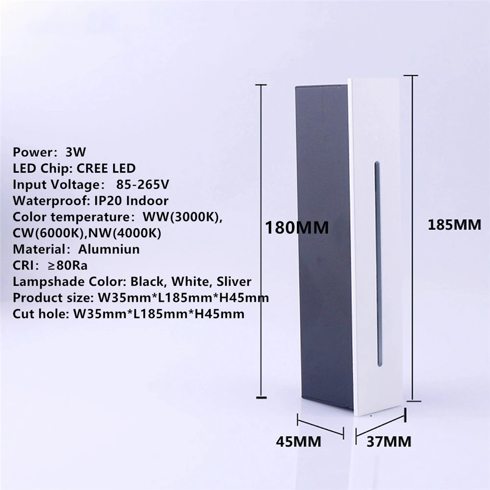 3 Вт Встраиваемый светодиодный светильник для лестницы IP20 открытый IP65 угловой