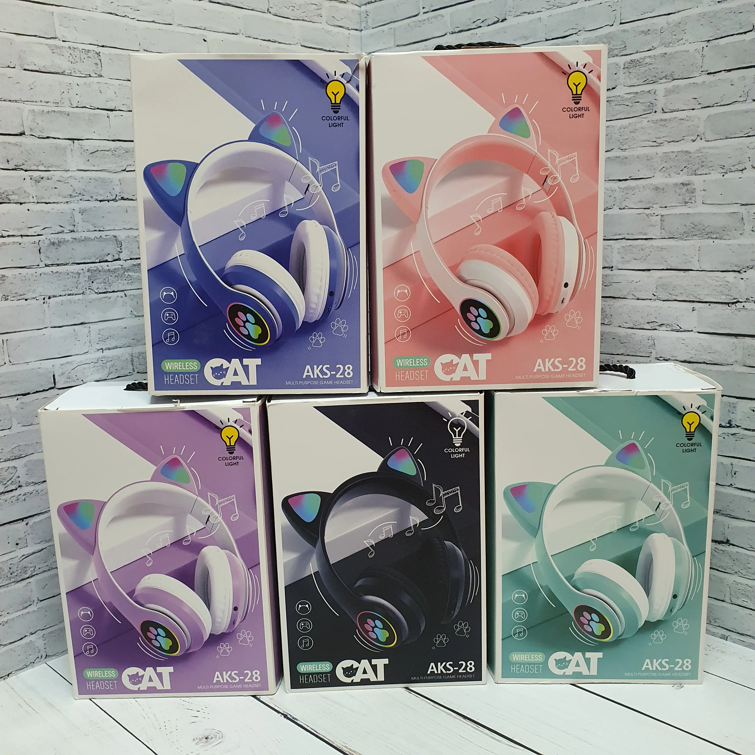 Wireless Bluetooth headphones ear cat baby for girls boys | Электроника