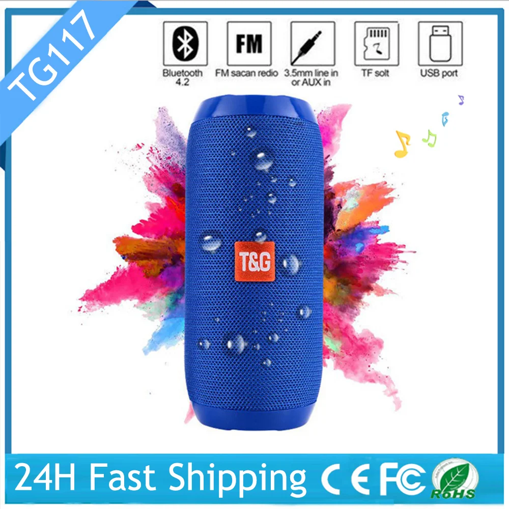 

TG117 Wireless Bluetooth Speaker Sound Box Portable Outdoor Speakers Bass Column Support FM Radio USB AUX TF Card Loudspeaker