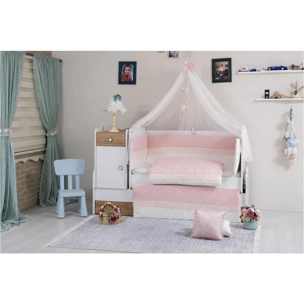 

Baby Bedding Sets Satin Bed Linen Cotton Cover Bed Sheets Ornamental Pillow Cradle Bumpers In The Crib Four Seasons 10 Pcs