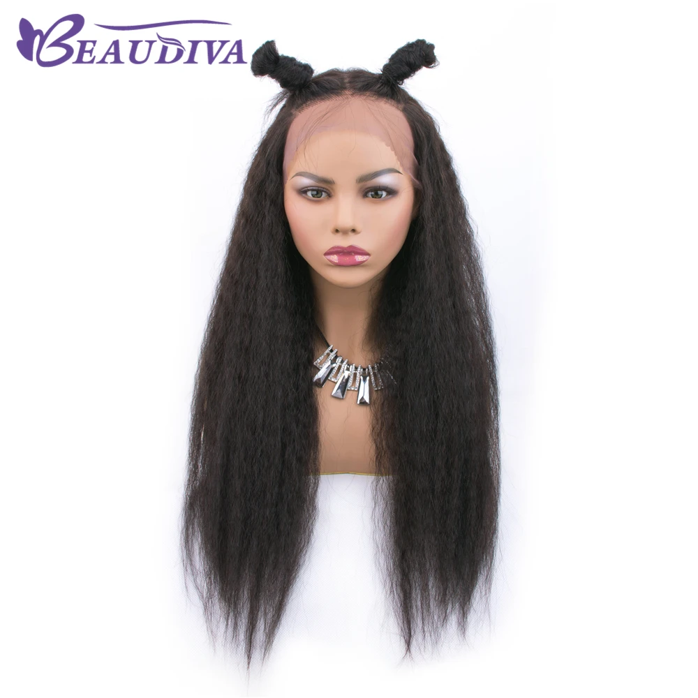 Beaudiva 13*4 фронта шнурка человеческих волос парики с детскими волосами кудрявые прямые естественные цвета бразильские кудрявые прямые волосы парики шнурка