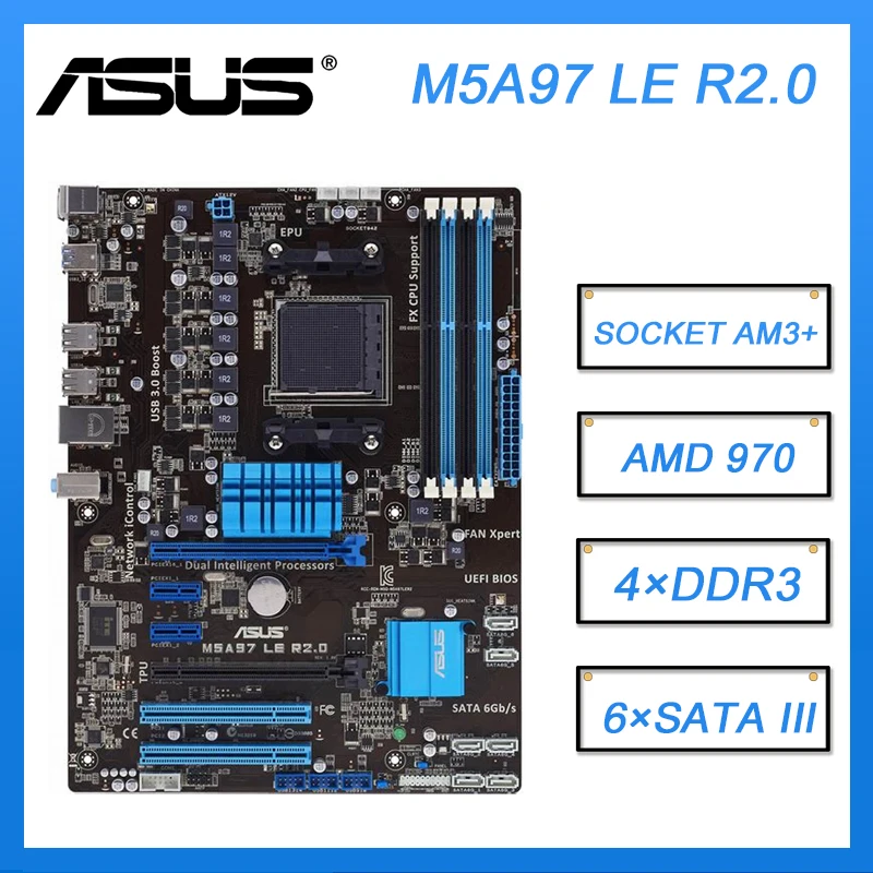 

Материнская плата AM3 Asus M5A97 LE R2.0 DDR3, материнская плата ddr3 32 Гб PCI-E 2,0 SATA III USB3.0 ATX для процессоров FX8300 8350