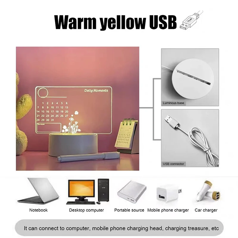 Доска для заметок креативный 3D светодиодный ночник USB доска сообщений