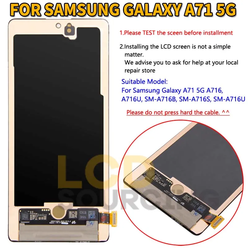 Pantalla LCD Super AMOLED de 6,7 pulgadas para m&oacute;vil, montaje de digitalizador con pantalla t&aacute;ctil para Samsung A71, 5G, A716, A716, A716U-1