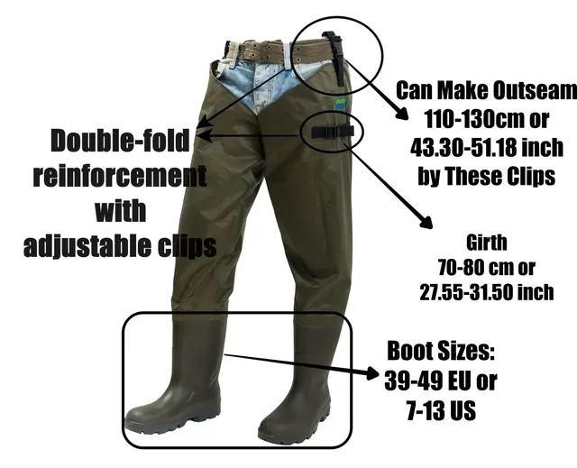 Hip Waders, Water Resistant Hip Boots for Men Women with Buckle Boots  Bootfoot Non Slip Wading Trousers for Fly Fishing Gardening Wading 44