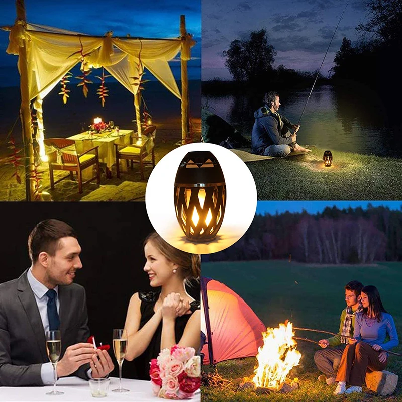 

Flame Light Speaker Torch, LED Bluetooth Flame Speaker, USB Charged, IP65 Rated, Outdoor Portable Night Light, Table Lamp