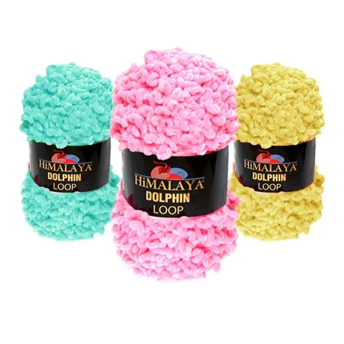 Himalaya Dolphin Loop Дельфин Петля 100g Бархат вьющиеся Вязание для вязания крючком пряжа