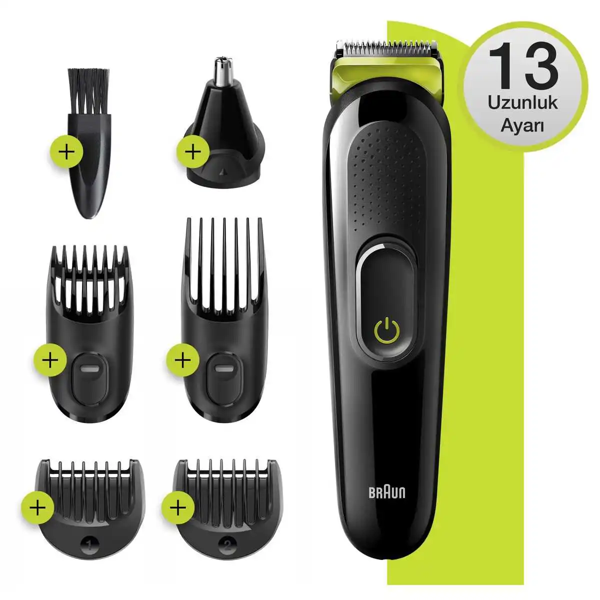 Braun MGK 3221 Men Grooming Set 6in1 Styler Long Life Sharp Razor 50 Minutes Use Rechargeable