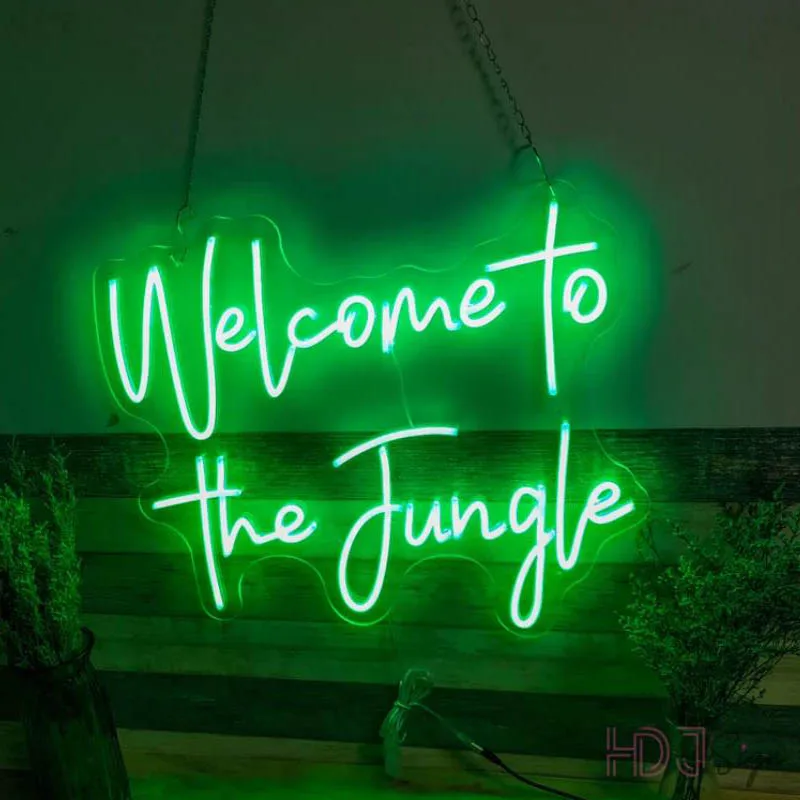 

Welcome to the Jungle Neon Sign LED for Personalized Gift Wedding Party Flower Shop Arylic Flex Bedroom Bar Cart Neon
