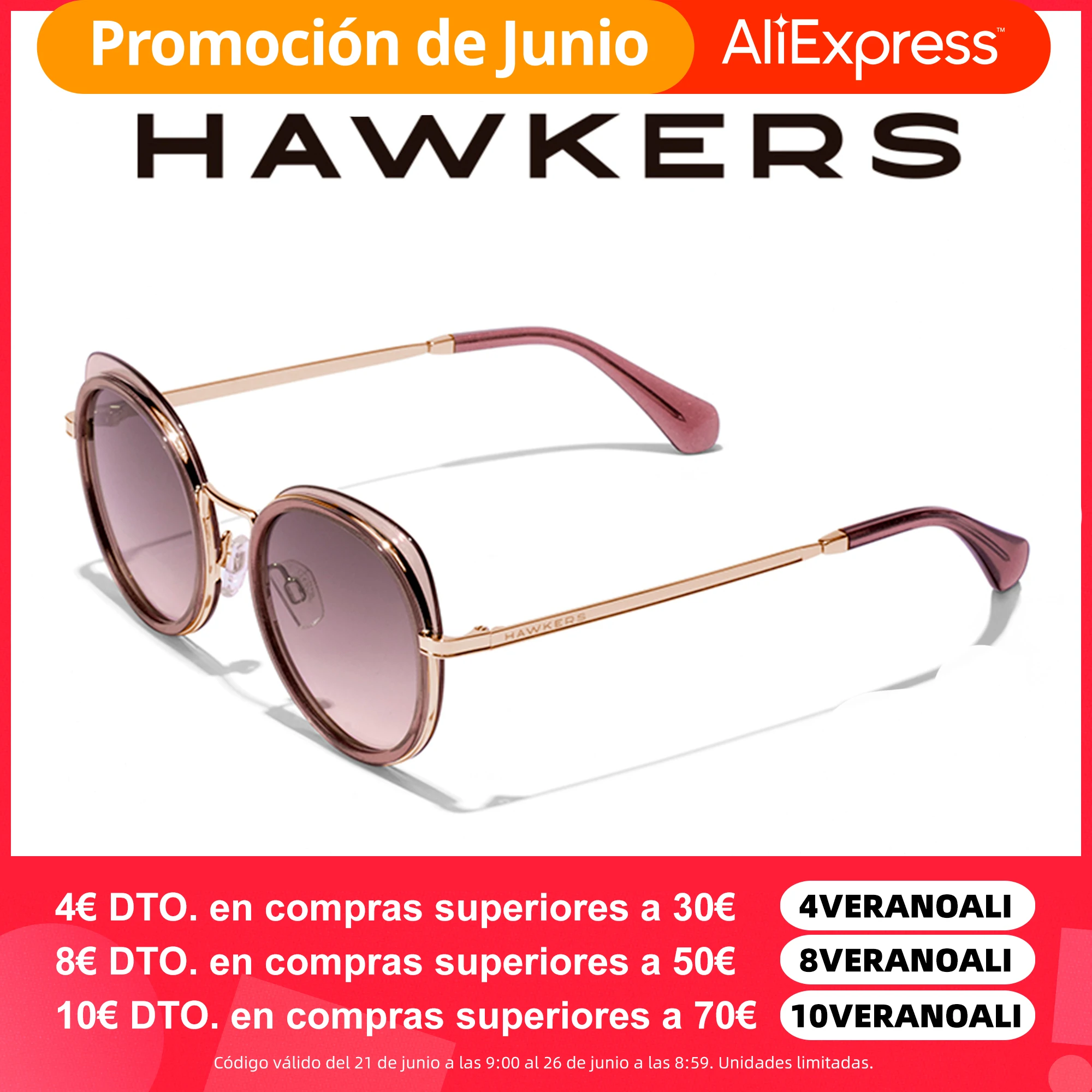 Солнцезащитные очки HAWKERS Paula Echevarria x · женские розовые сиреневые солнцезащитные