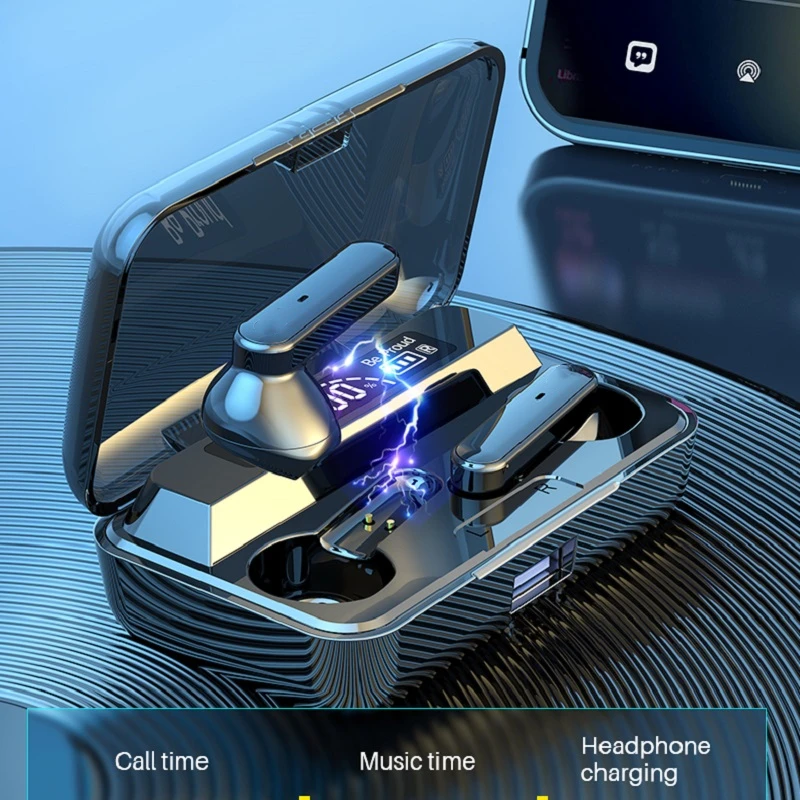 Новые беспроводные наушники TWS Bluetooth 5 1 стереонаушники для спорта со светодиодным