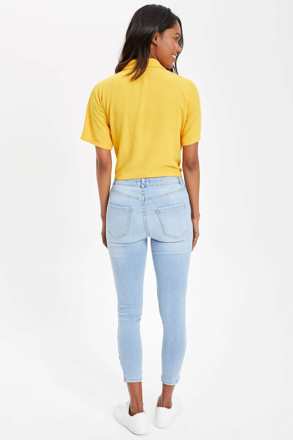 DeFacto светильник синие женские облегающие джинсы со средней талией брюки-карандаш