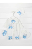 blue baby rompers newborn king crowned clothes suit 4pcs cotton soft fabric i%cc%87nfant outfit girl boy babies of clothing set models