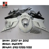 zxmt motorcycle panel abs plastic cowling bodywork full fairing kit for 2007 to 2012 ducati 848 1098 1198 matte white black evo