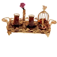tray metal for your tea coffee cake presentations special production 6 person service stand gold color special production durable material gift marriage preparation kitchen products 5 star plated quality handmade brass