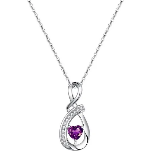 

Серебряное ожерелье с крошечным сердцем из аметиста