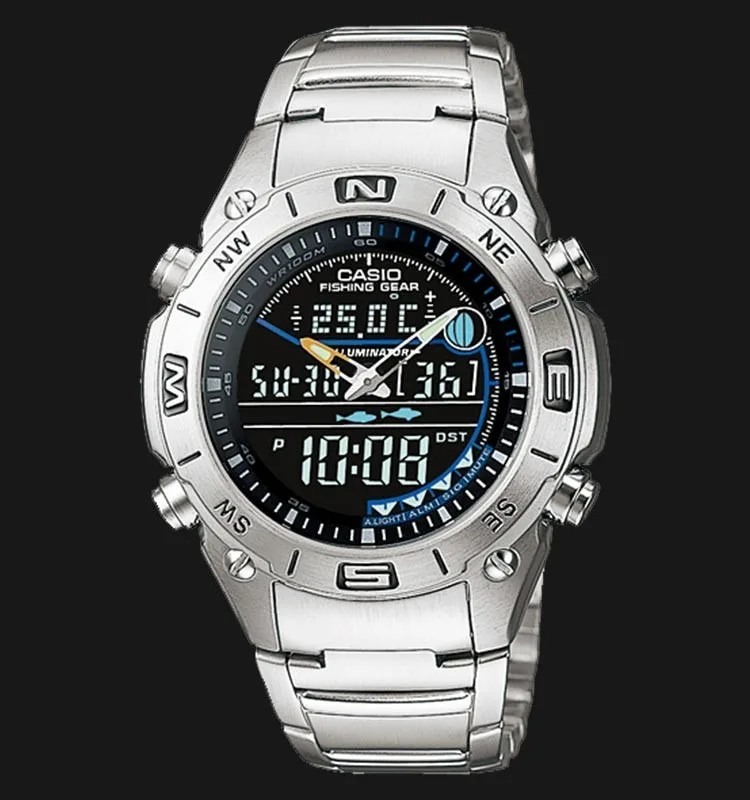 Оптическими зумом Casio цифровые и аналоговые часы для рыбалки AMW 703D 1AV лунных фаз
