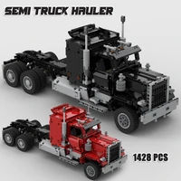 high tech rc semi truck hauler moc building blocks black model big red truck transport vehicle children gifts diy toys with moto