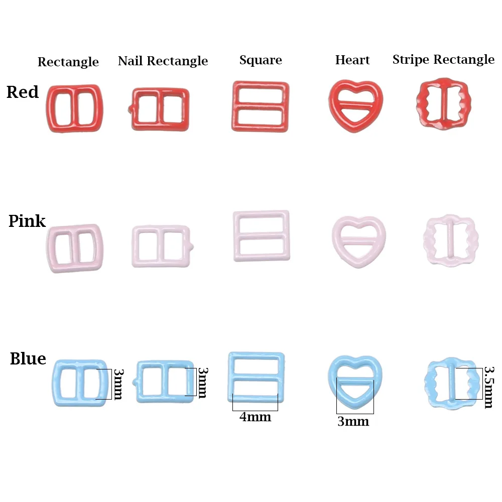 

20pcs Tri-glide Belt Buckle Candy Color Mini Doll Bags Buckles Ultra-small DIY Doll Buttons Shoes Sewing Accessories 3/3.5/4mm