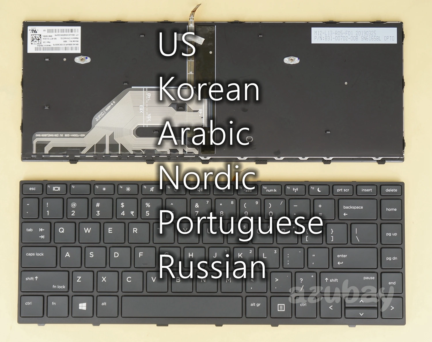 US Russian Korean Arabic Nordic SD FI Portuguese Keyboard for HP Probook 430 G5 440 G5 445 G5, ZHAN 66 Pro G1 SN6165BL Backlit