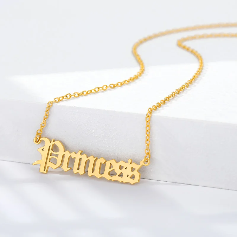 Babygirl Princess Necklace Chain for Women Girl Pendant Necklaces Gold Stainless Steel Jewelry Ketting Collar Gift | Украшения и