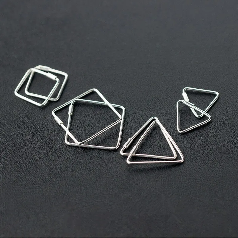 

Серьги-кольца женские из серебра 925 пробы, геометрические, минималистичные