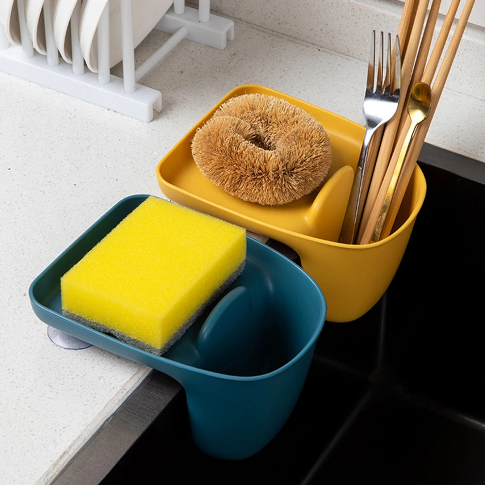 

Kitchen Sink Storage Rack Suction Cup Drain Holder Sponge Rags Chopsticks Sundries Storage Basket Kitchen Storage Accessories