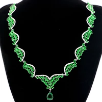 38x35mm deluxe created 27g green emerald tanzanite cz wedding womans gift silver necklace 18 20inch