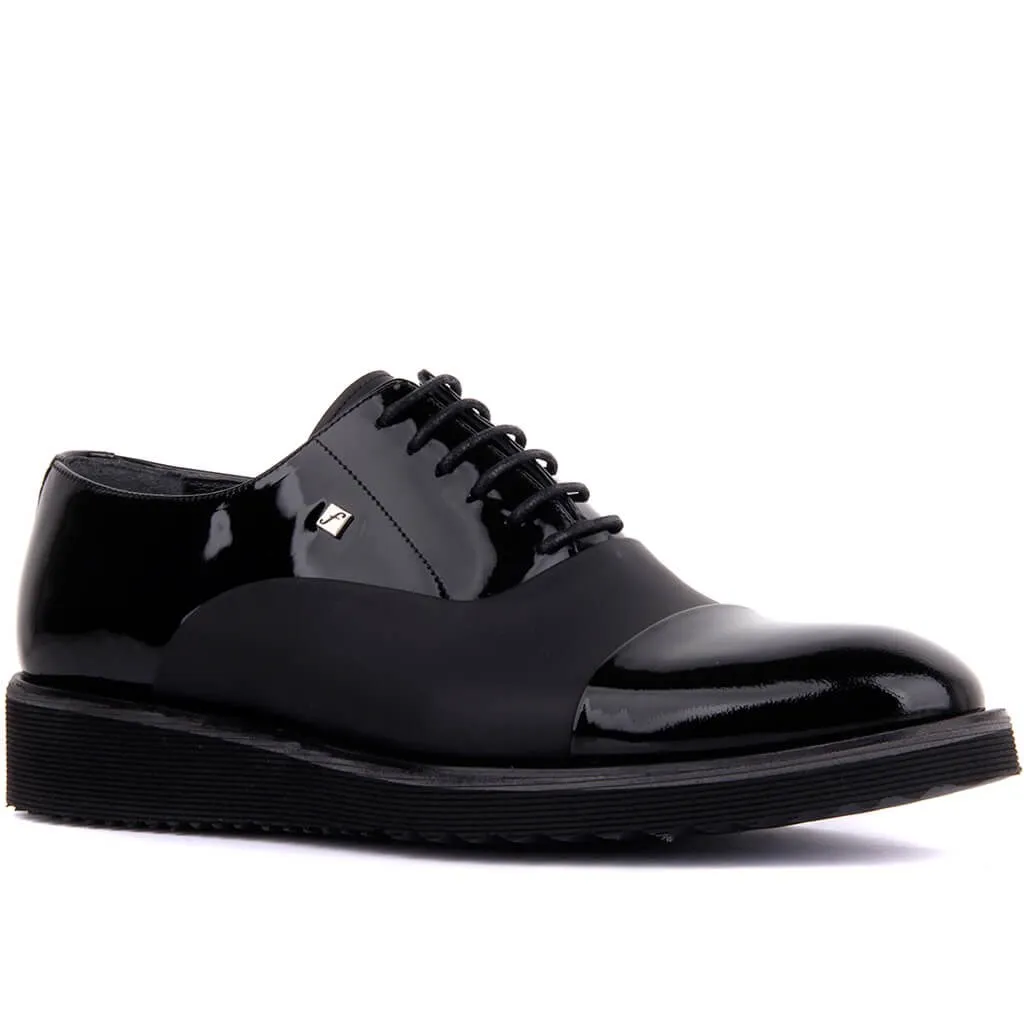 Fosco/черные лакированные мужские повседневные туфли-оксфорды Роскошные Дышащие