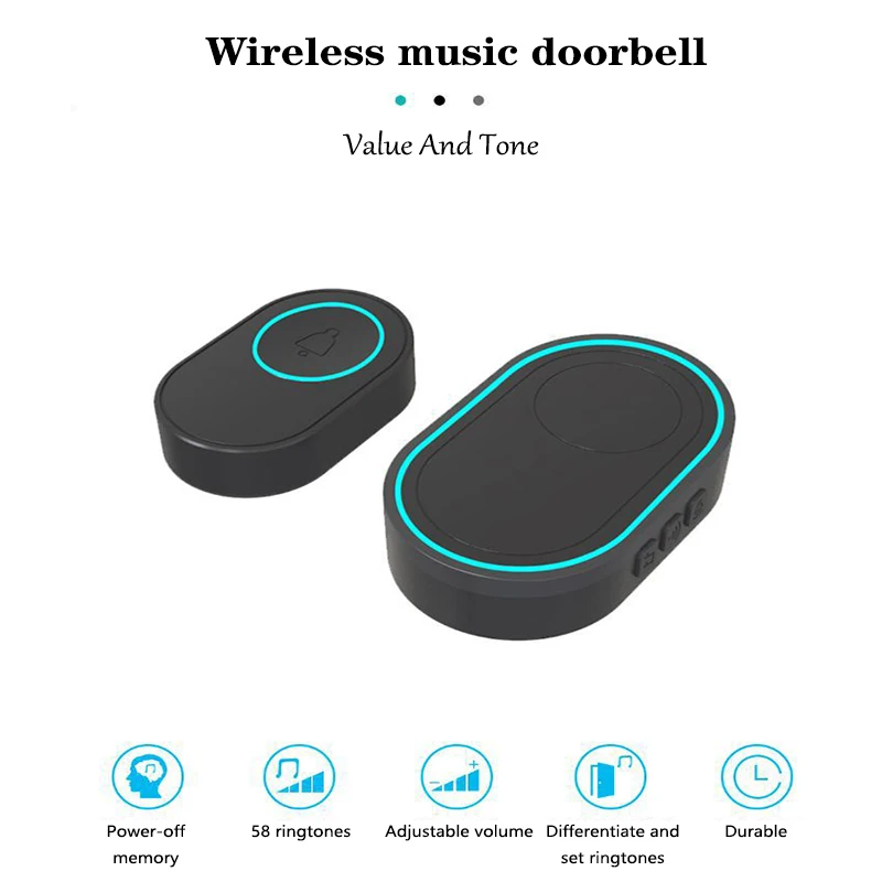 Wireless Smart Doorbell 58 Music Self-Powered Loud Chime Home Dingdong Inteligente Ringbell Control Elderly Pager Door Bell |
