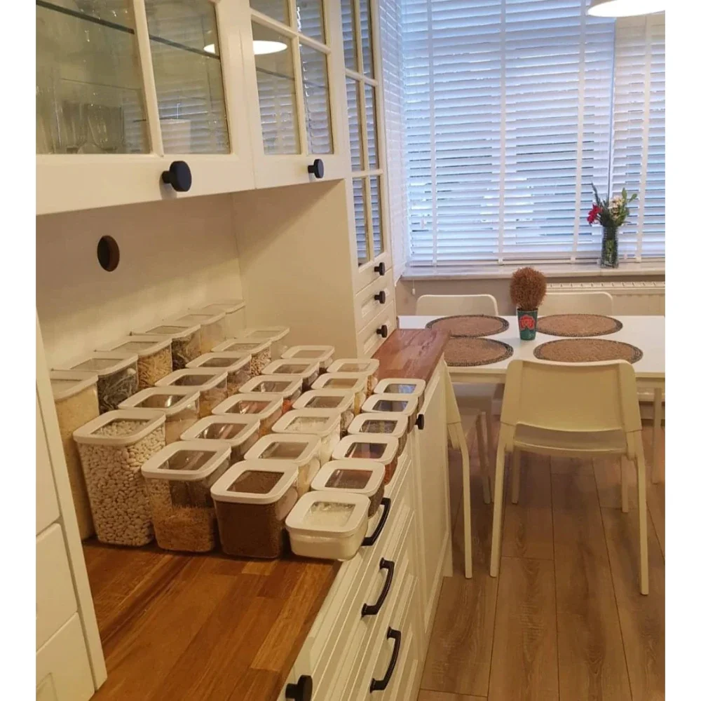 kitchen storage box vacuum lidded container set 12 pcs transparent food organizer pulses storage airtight square vacuum lid box free global shipping