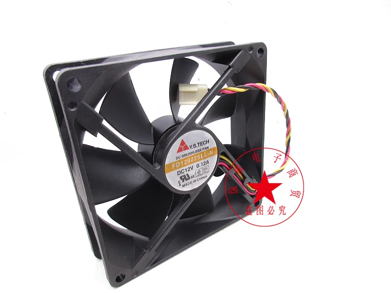 9 см вентилятор новый для Y.S TECH FD129225LL-N DC 12V 0.12A 90x90x25 мм 3-проводной Вентилятор охлаждения сервера