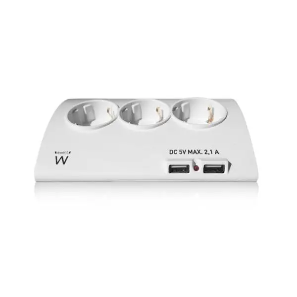 Розетка питания 5 розеток С переключателем Ewent EW3935 1 м 2 x USB A 2500 Вт белый|Сетевые