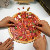 realistic wooden puzzles pizza for kids educational toys 3d wooden jigsaw puzzle adults diy wood crafts 3d puzzle games gifts