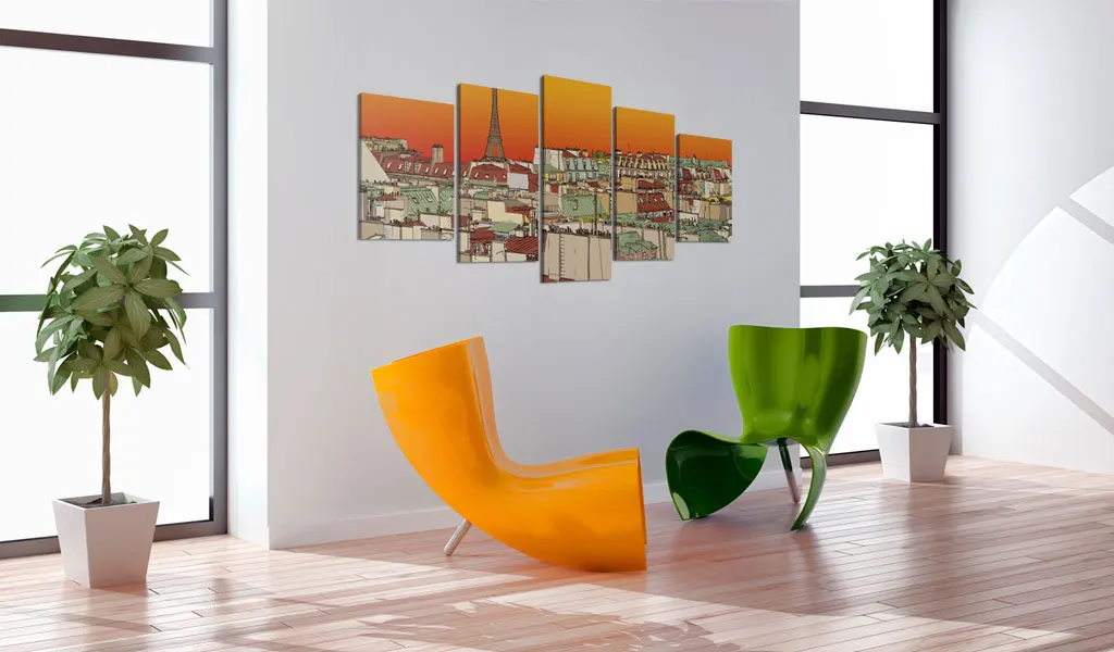 Изображение-Небесно-Парижский цвет orange-100x50 см | Дом и сад