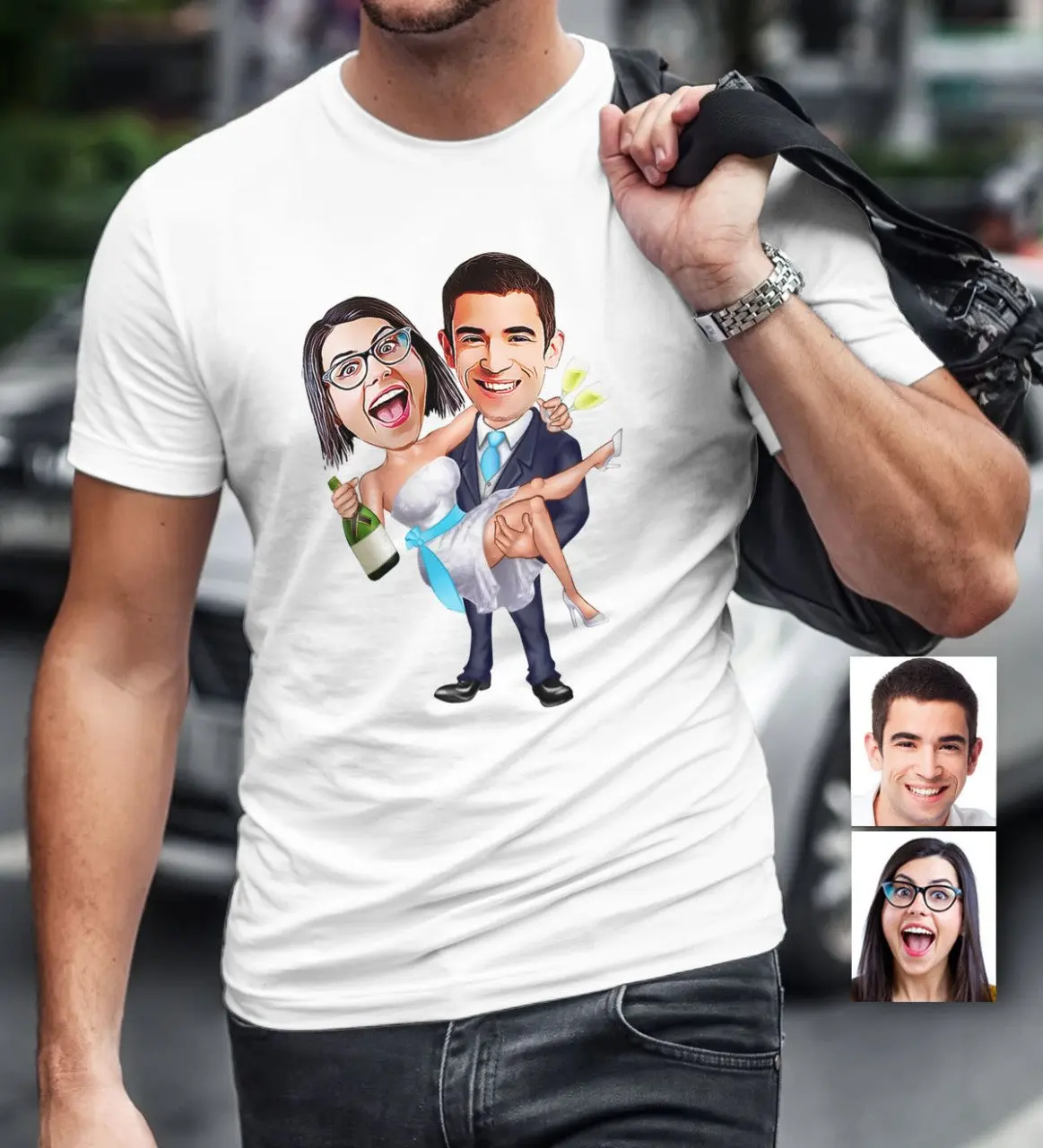 

Персонализированные женятся белые мужские T-Shirt-4 с героями мультфильмов