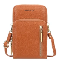 womens mobile phone bag zipper open long strap crossbody bags solid color card cash pouch wallet mini shoulder messenger bag