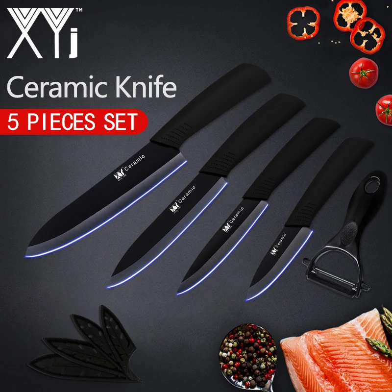 

Набор керамических кухонных ножей XYj, инструменты для чистки и нарезки фруктов, овощей, 3 дюйма, 4 дюйма, 5 дюймов, 6 дюймов, циркониевый цвет, че...