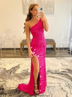 mermaid glitter sequins one shoulder backless prom dress with stars evening dress sexy dress vestidos de noche 2022 new